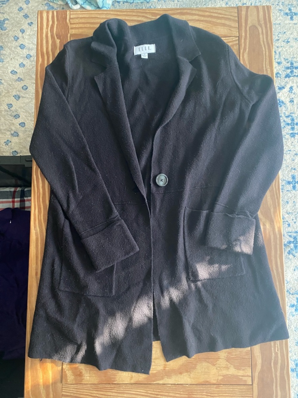 ELLE Black Single-Button Knit Blazer